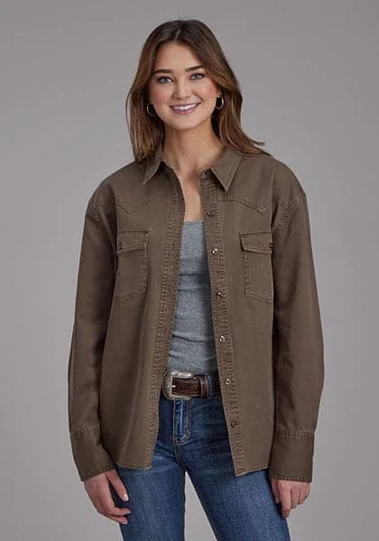Roper 2298 Twill Oversized (Brown) - Women's Shirt Jacket