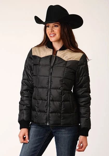 Roper 1473 Quilted Poly (Khaki/Black) - Women's Jacket