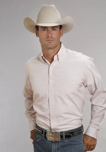 Stetson 5663 Two Stripe Straight (Pink) - Men's Western Shirt