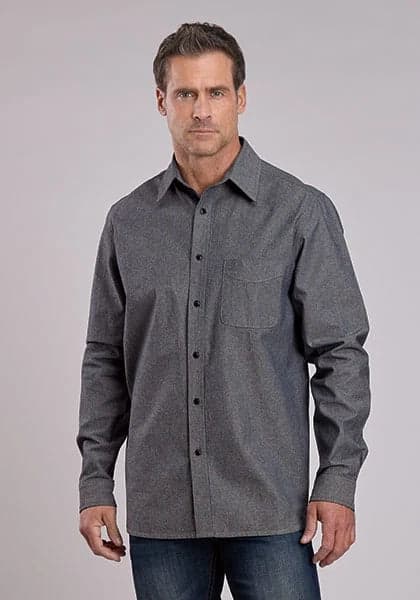 Stetson Chambray Button Front (Navy) - Men's Western Shirt