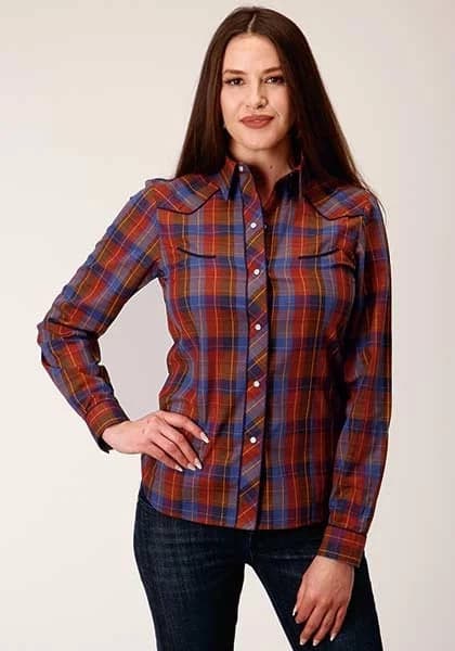 Roper 825 Fancy Yoke Windowpane (Red) - Women's Western Shirt