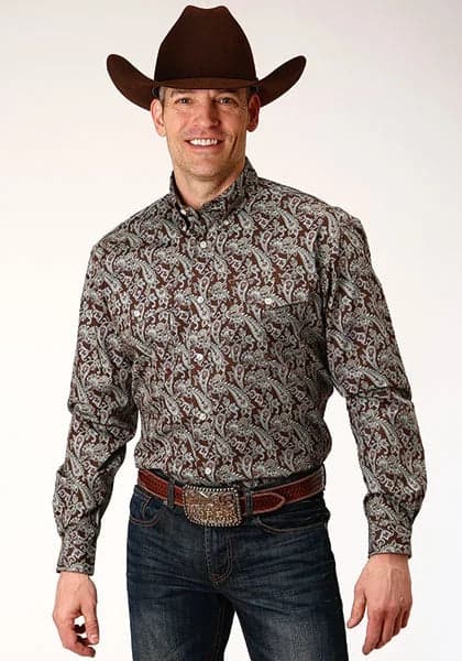 Roper 1218 Pine Paisley (Brown) - Men's Western Shirt
