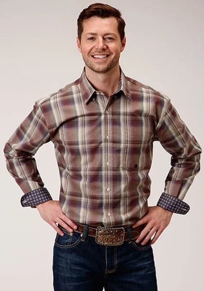 Roper 1229 Cider Plaid (Brown) - Men's Western Shirt