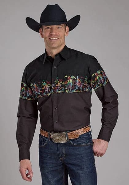Roper 2121 Bullriders Scene (Black) - Men's Western Shirt