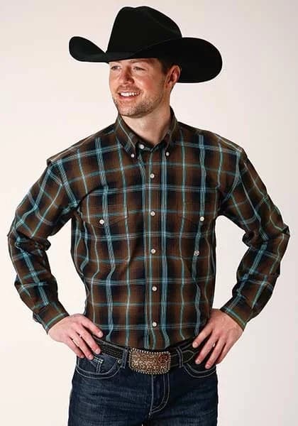 Roper 1375 Plaid (Chocolate) - Men's Western Shirt