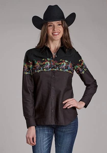Roper 2121 Bullriders Border (Black) - Women's Western Shirt