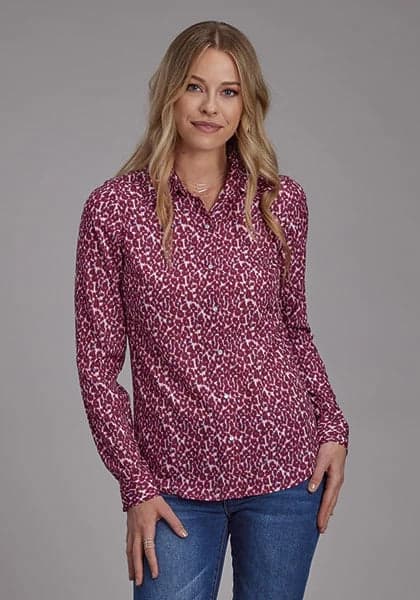 Roper 2134 Wild Wine Print (Leopard) - Women's Western Blouse