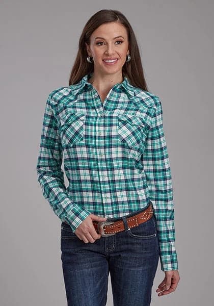 Roper 2206 Unlined Flannel (Green) - Women's Western Shirt