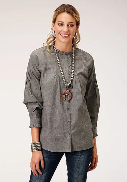 Roper 1282 Cotton Melange (Grey) - Women's Western Blouse