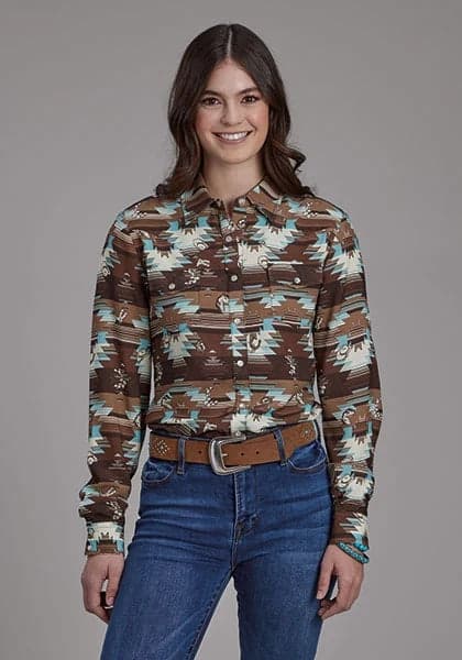 Roper 2201 Icon Aztec (Brown) - Women's Western Shirt