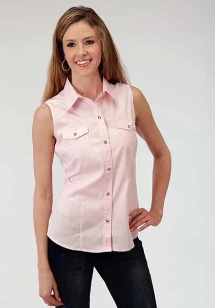 Roper Solid Poplin (Pink) - Women's Sleeveless Shirt