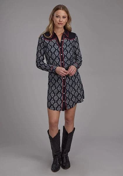 Roper 2133 Black Ikat (Black) - Women's Dress