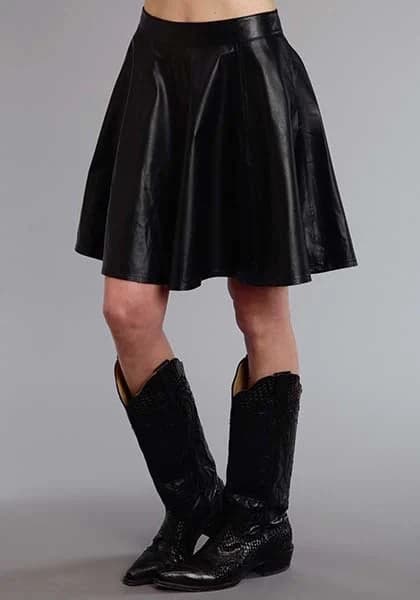 Stetson Solid Lamb (Black) - Women's Leather Skirt