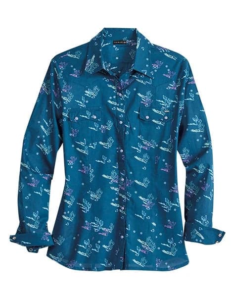 Tin Haul 2186 Cactus Shadows (Blue) - Women's Western Shirt