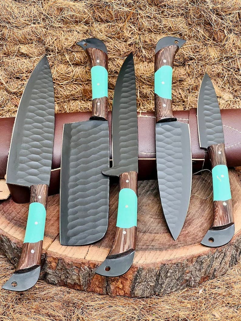 Here’s a fresh, seasonal rewrite with trending keywords and SEO-optimized structure: Product Title: Premium Knofe Set – 13" Forged Stainless Steel Blade with Wenge Wood & Resin Handle + Leather Sheath