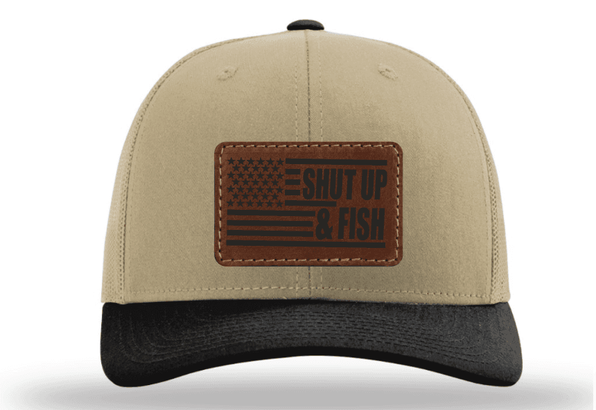 Shut Up & Fish Flag Patch - Khaki/Black