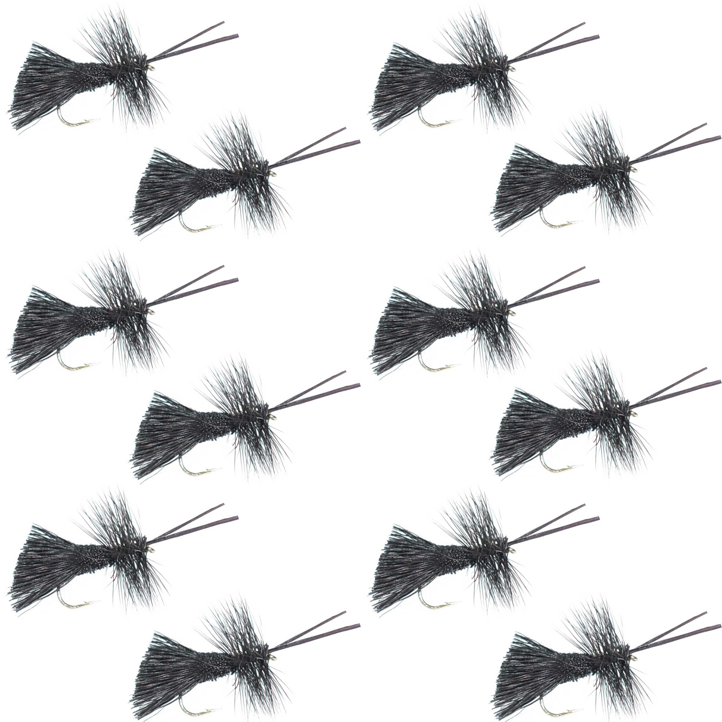 Goddard Caddis Black Dry Fly - 12 Flies Hook Size 14
