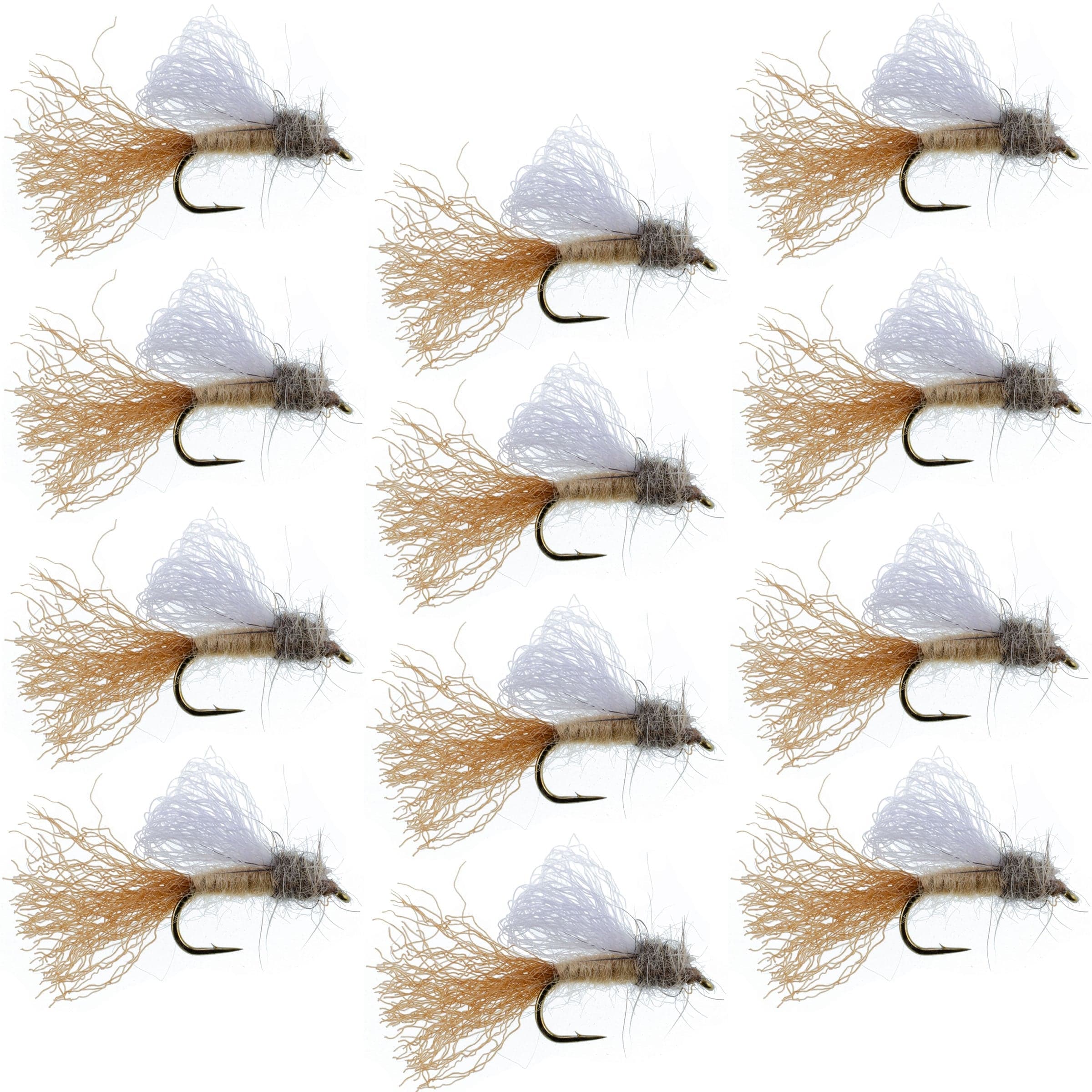 Tan Iris Caddis Emerger Caddis Trout Dry Fly - 12 Flies Hook Size 16
