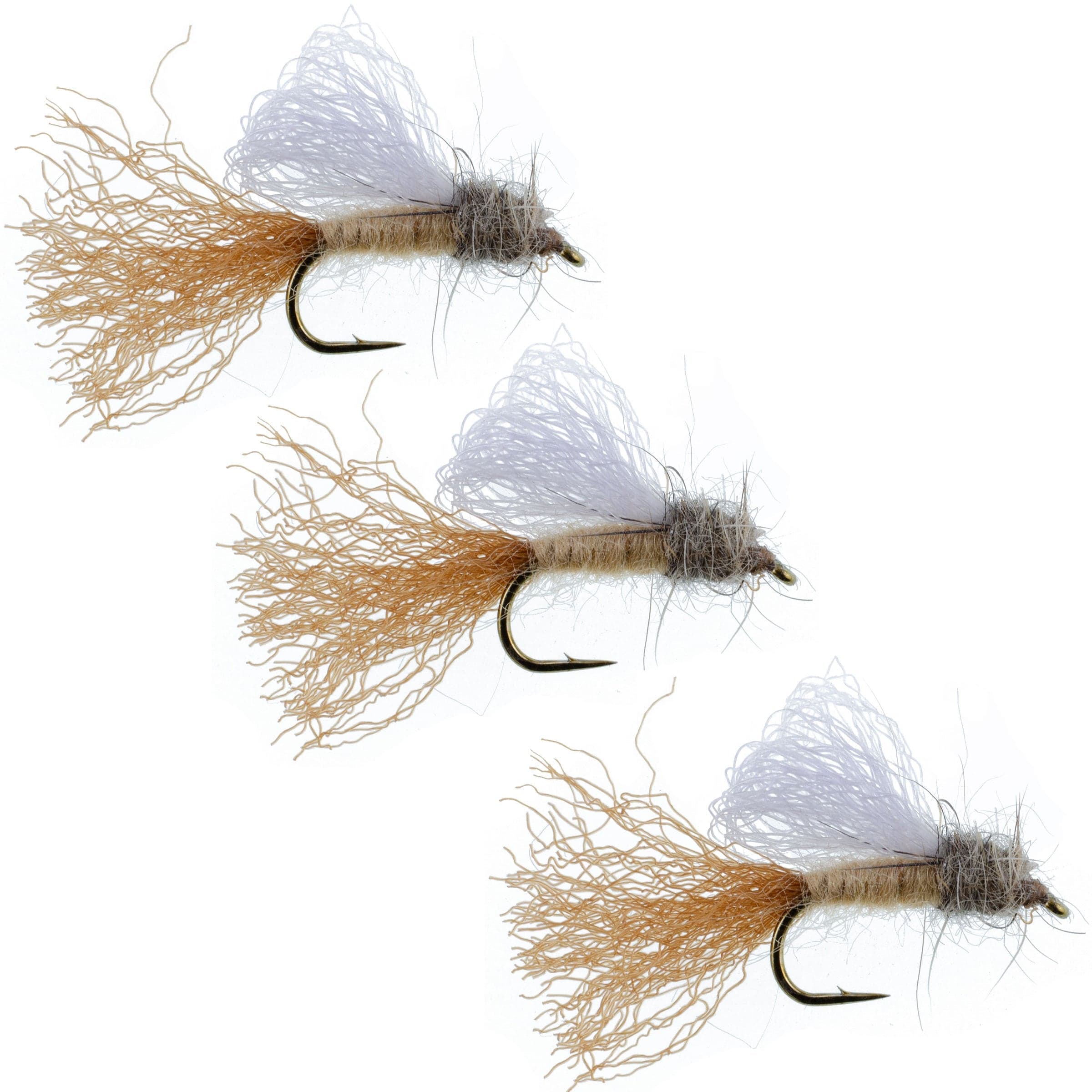 3 Pack Tan Iris Caddis Emerger Caddis Trout Dry Fly - Hook Size 16