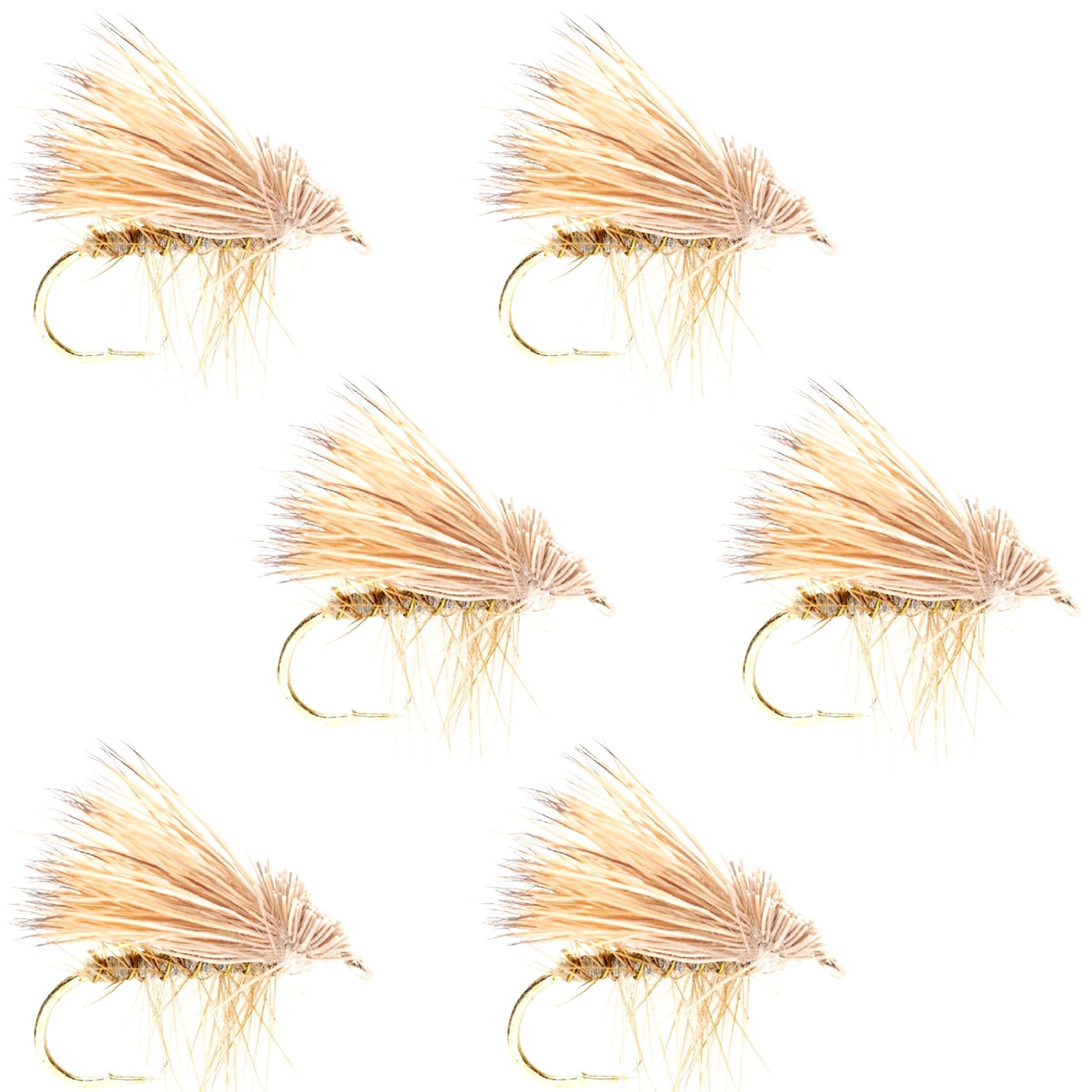 Barbless Yellow Elk Hair Caddis Classic Trout Dry Flies 6 Flies Size 12