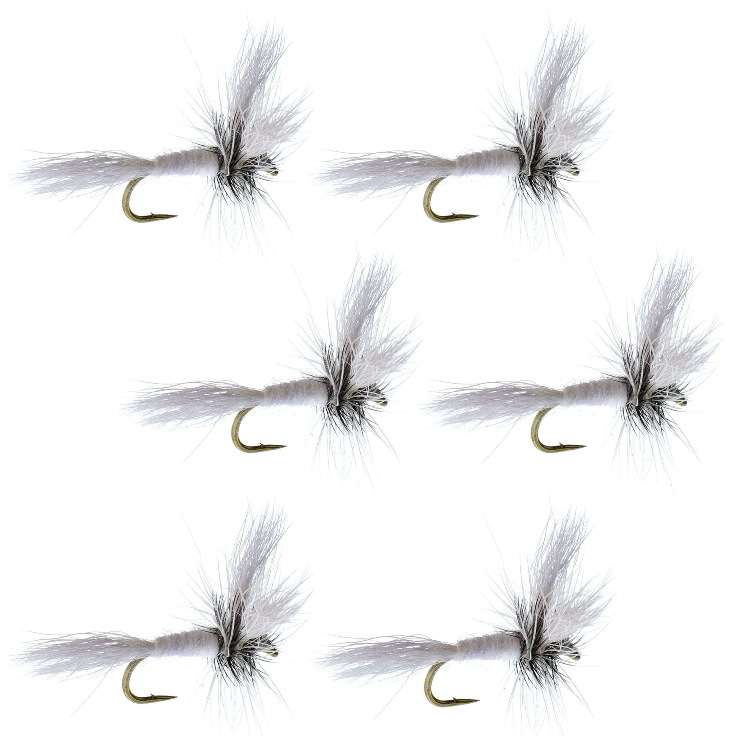 Barbless White Wulff Classic Hair Wing Dry Fly - 6 Flies Hook Size 14