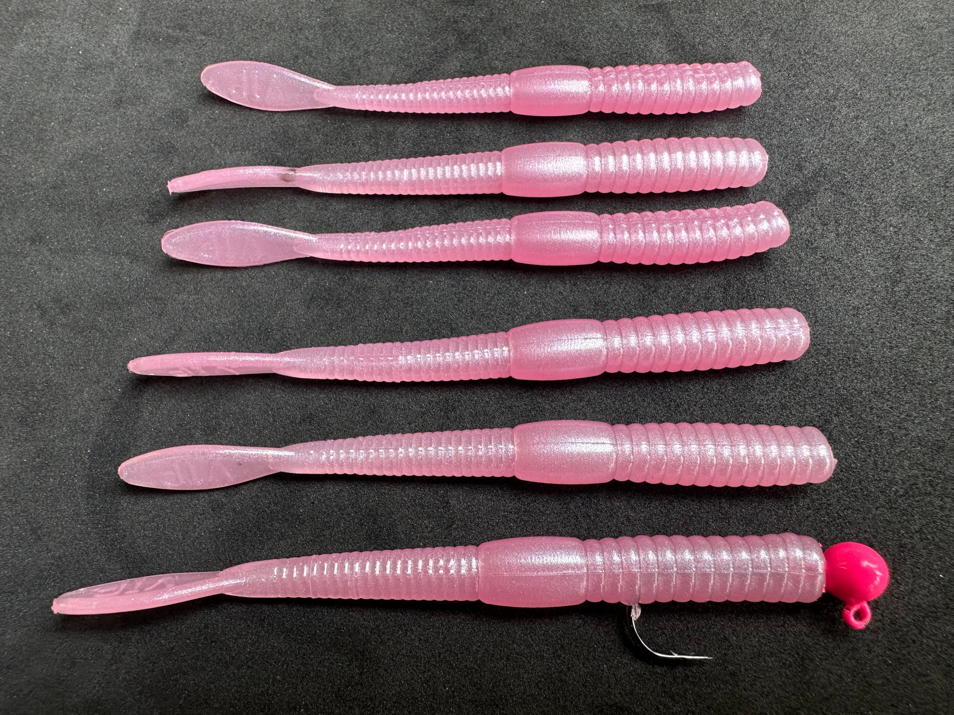4" (Pink Fuzz) Steelhead Worms (6 Pack)