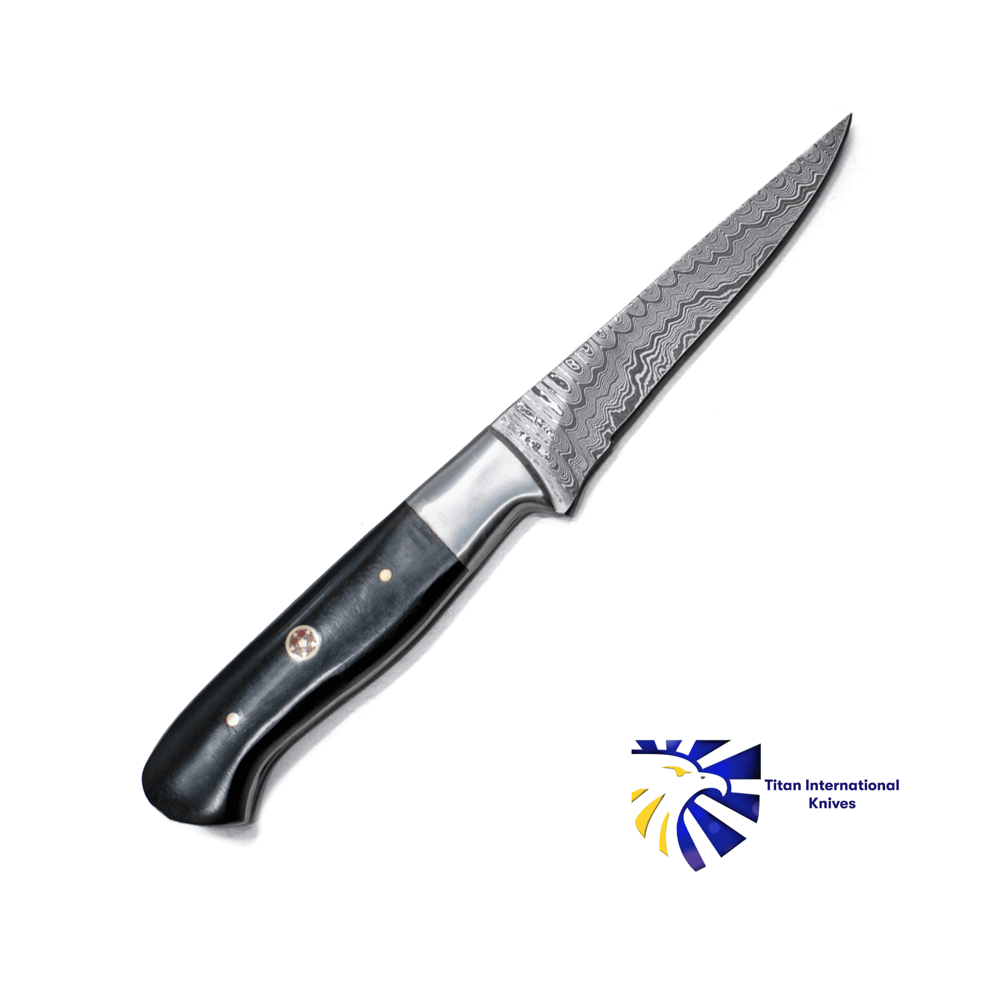 Damascus Steel Steak Knife Dyed Bone Grip TK-020