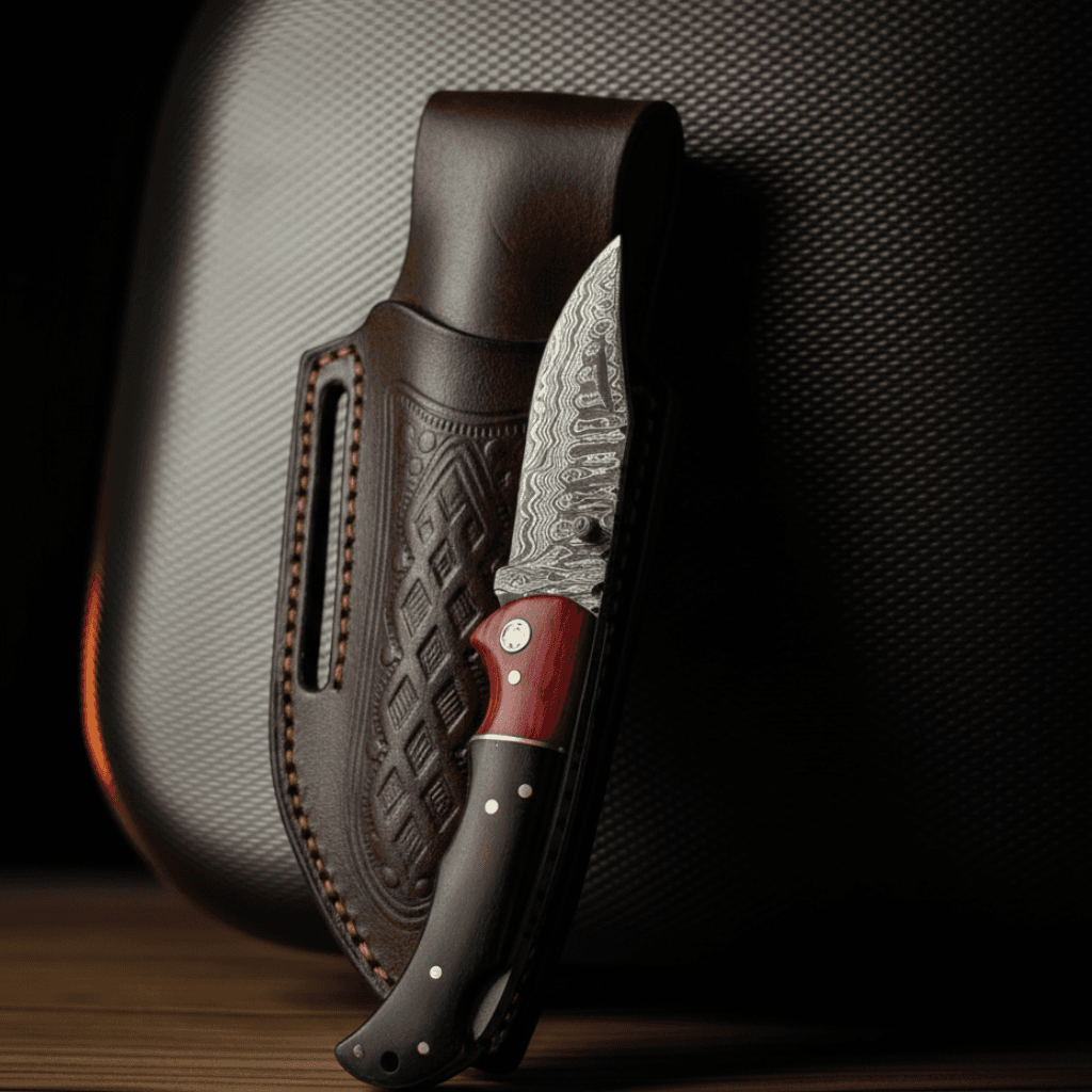 Redwood Hunter Damascus Folding Knife - TF-090