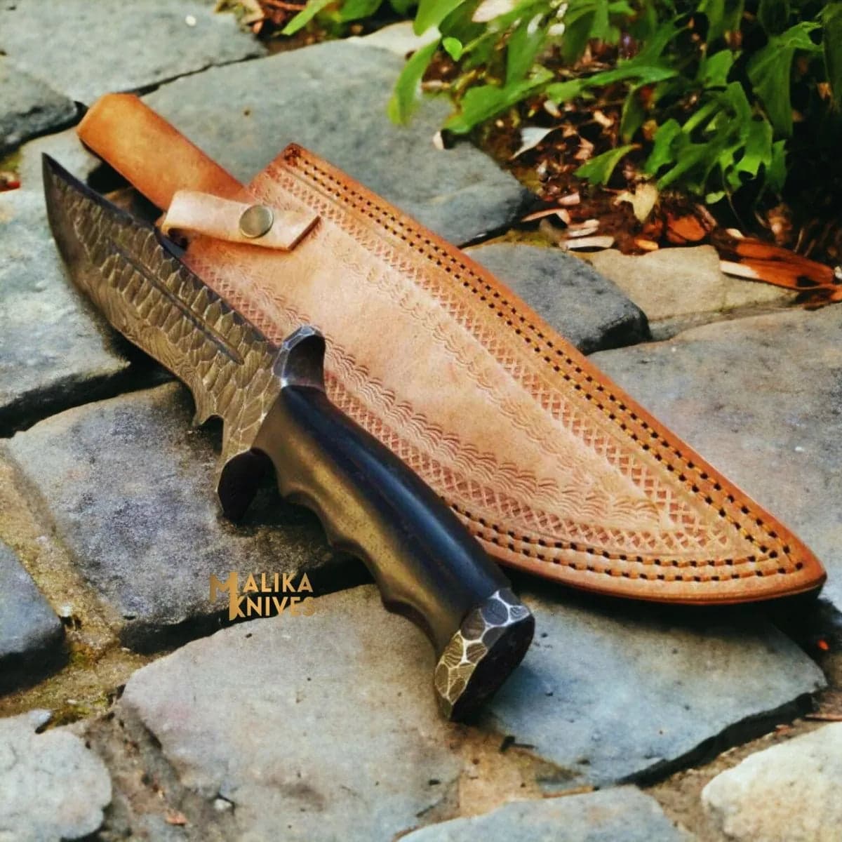 Handforged Damascus Bowie Knife Micarta Handle