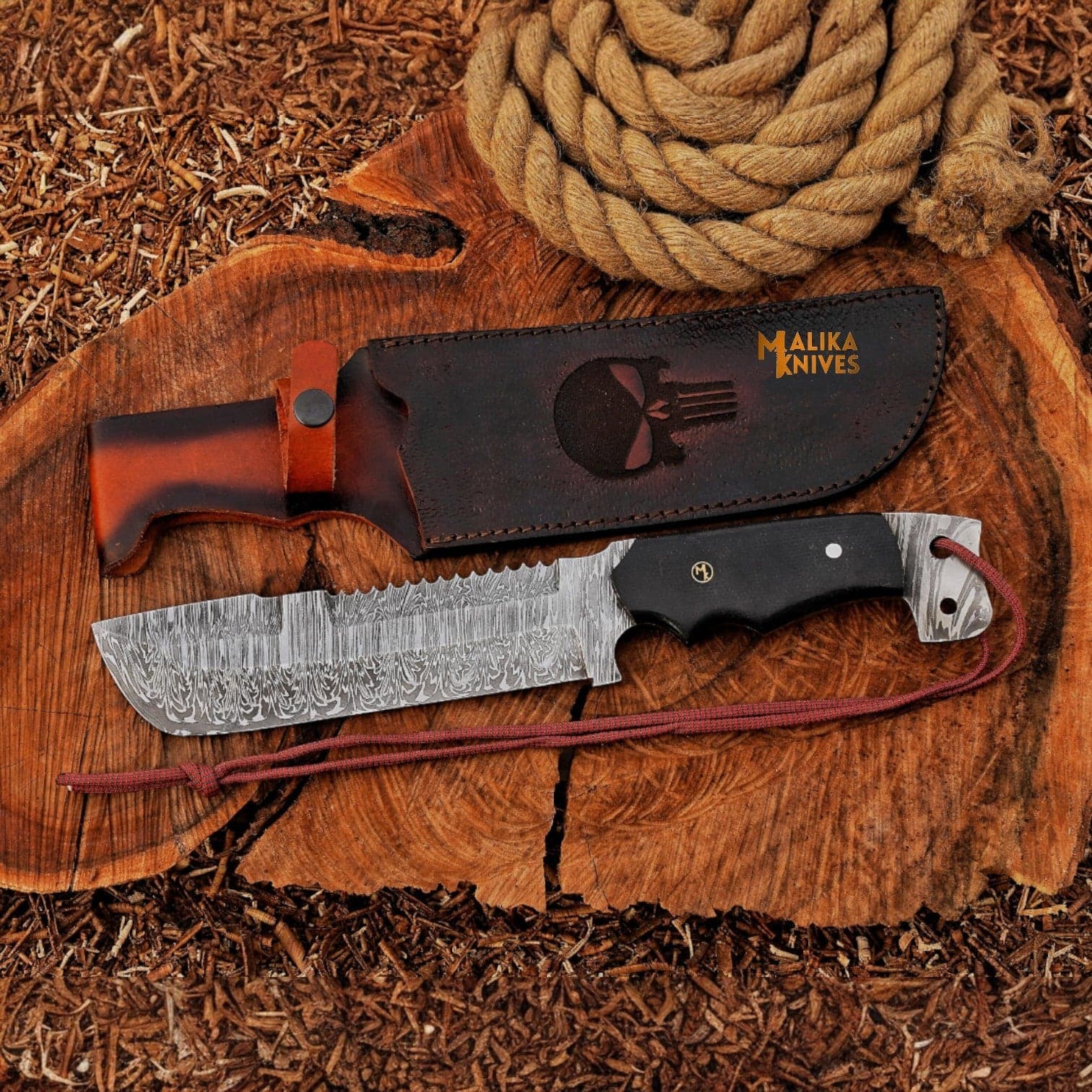 Bowie Knife 13” Damascus Steel | Malika Knives
