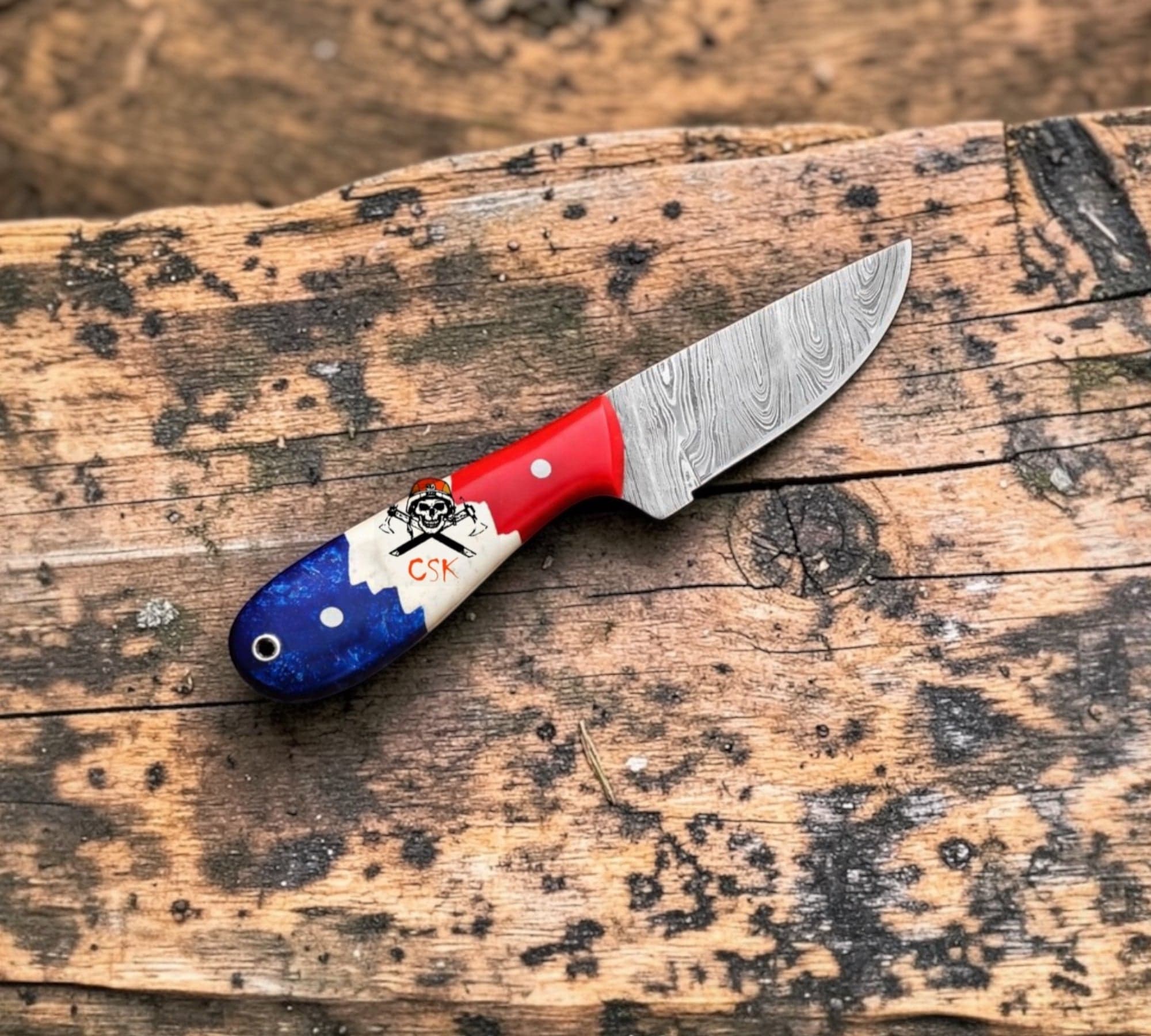 Texas Buckaroo Knife – 3” Damascus Ranch Blade With Pancake Sheath