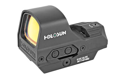 Holosun Technologies Open Reflex - Green 2 MOA Dot or 2 MOA Dot with 65 MOA Circle - Solar with Internal Battery - Quick Release Mount - AR Riser - Protective Hood - Black Finish