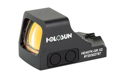 Holosun Technologies 407K-X2 Green Dot - Black Color - Side Battery - 6 MOA Dot HE407K-GR X2