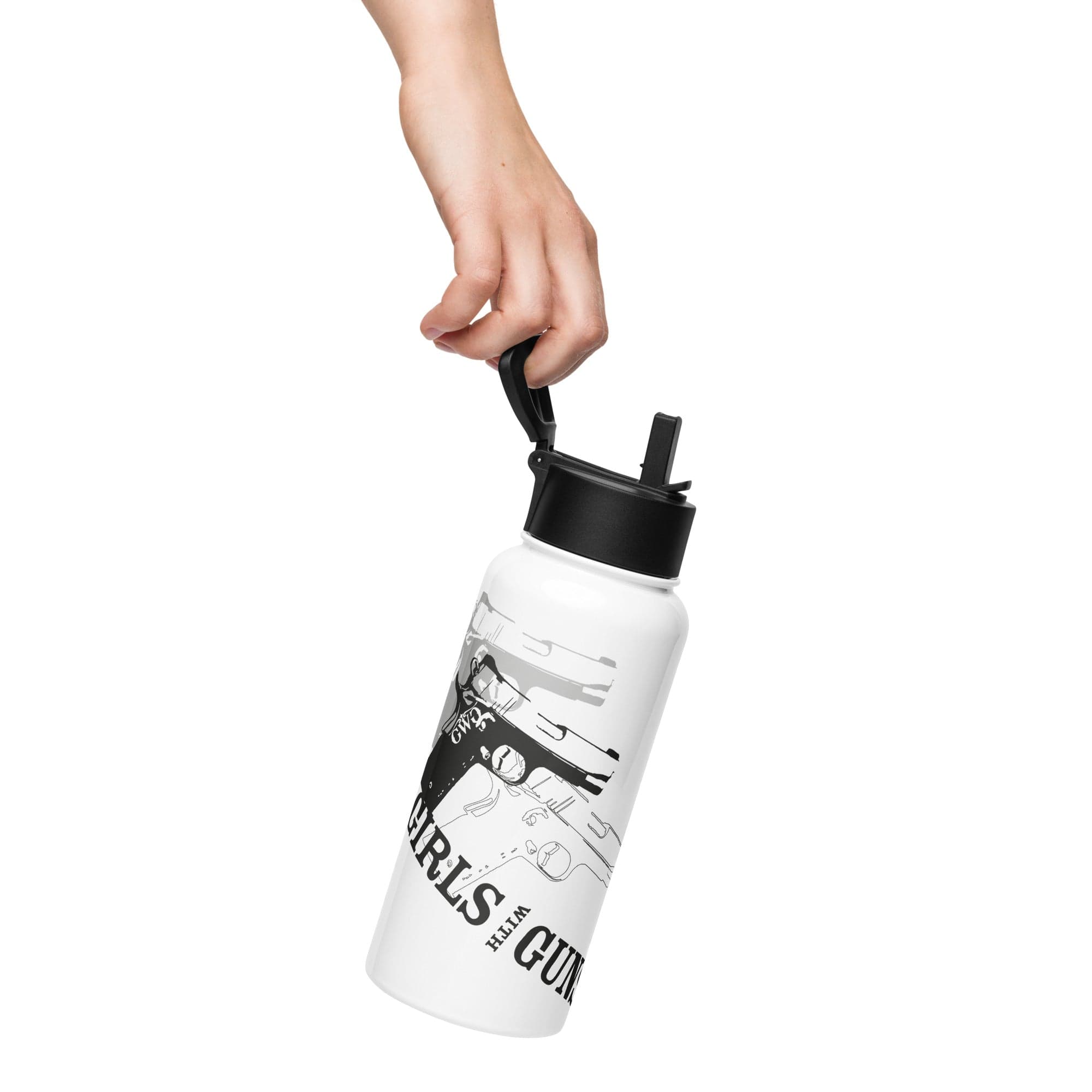 Pistol Trio Stainless Steel Water Bottle With A Straw Lid