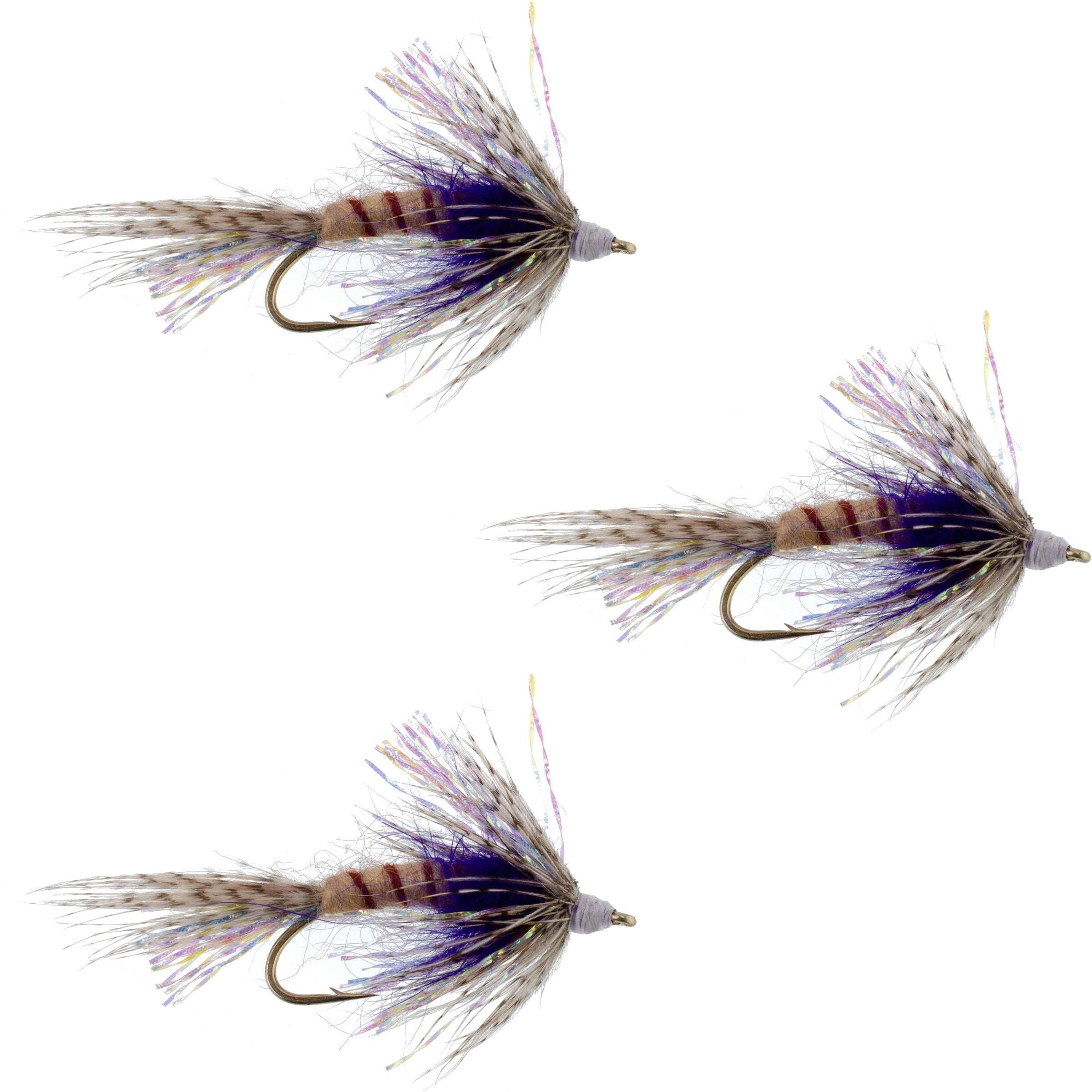 3 Pack Purple Shakey Bealy Fall Soft Hackle Wet Fly - Hook Size 10