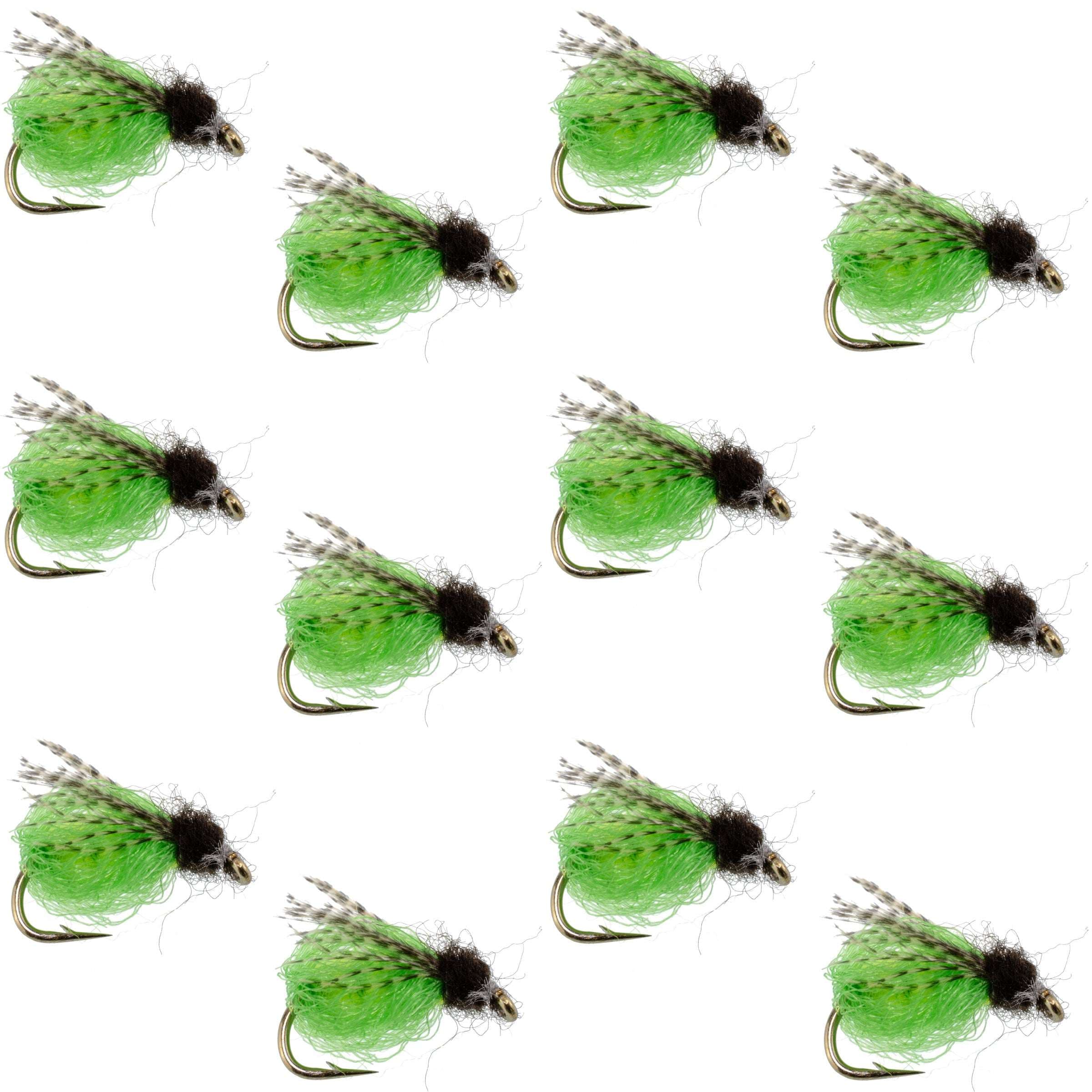 LaFontaine Bright Green Deep Sparkle Caddis Pupa - 1 Dozen Flies Hook Size 16