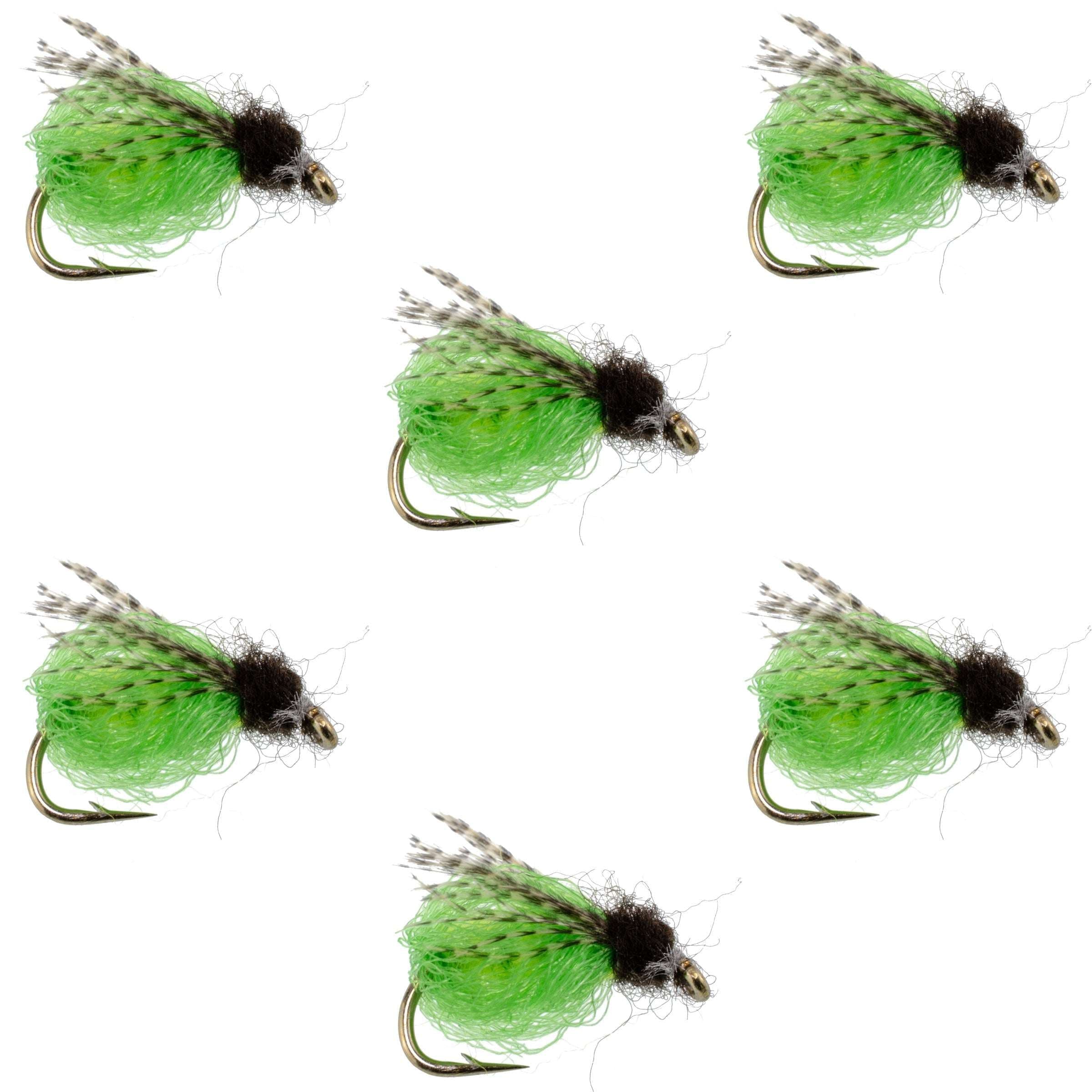 LaFontaine Bright Green Deep Sparkle Caddis Pupa - 6 Flies Hook Size 18