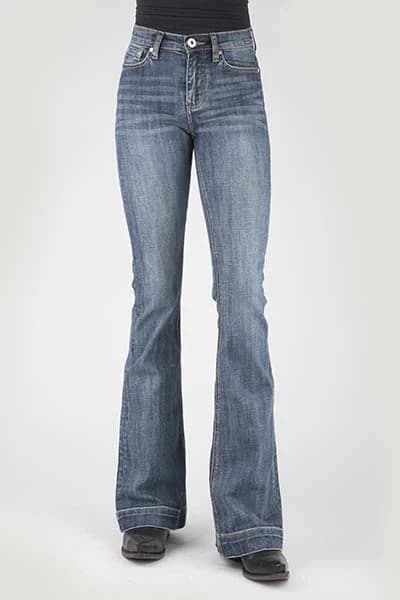 Stetson 921 High Waist Flare Fit Whiskered (Medium Wash) - Women's Jeans