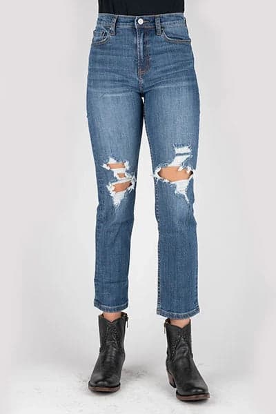 Tin Haul 525 Rachel Fit Distressed (Medium Wash) - Women's Highrise Jeans