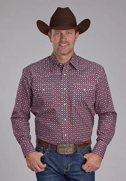 Roper 2153 Highway Foulard (Red) - Men's Western Shirt