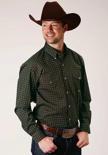 Roper 1376 Agave Foulard (Brown) - Men's Western Shirt