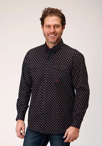 Roper 1846 Cottage Foulard (Black) - Men's Western Shirt